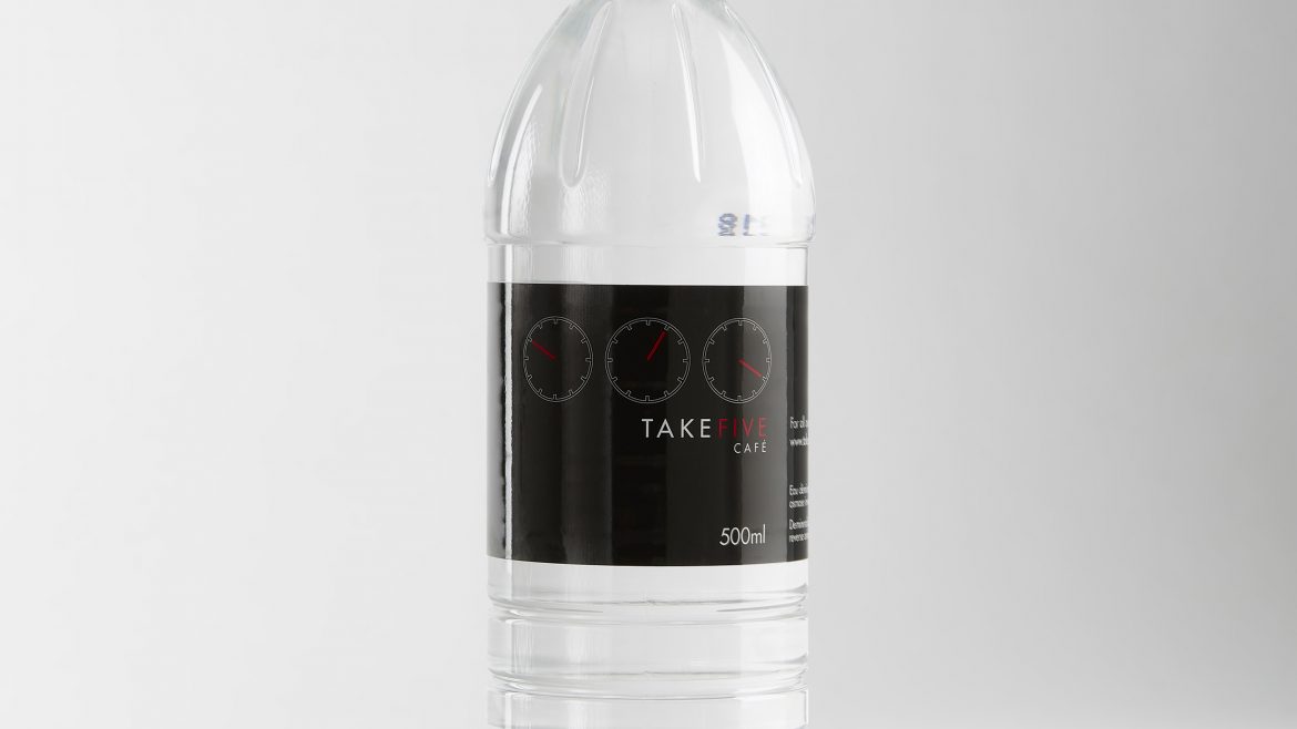PET 500ml Ribbed Black Cap Take 5 Cafe