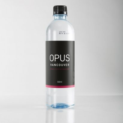 Smooth Shape RPET Bottle with Black Cap Specialty Label Matt Lamination OPUS