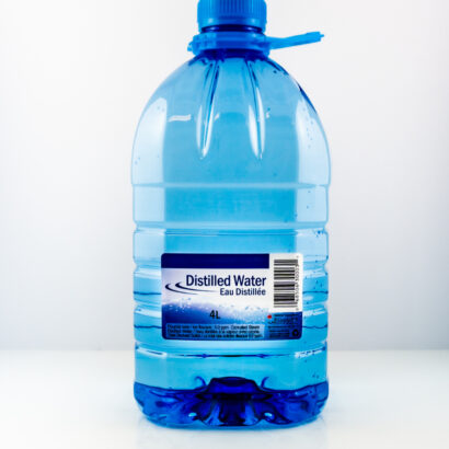 RPET 4L Ribbed Bottle with Blue Cap, Distilled Water