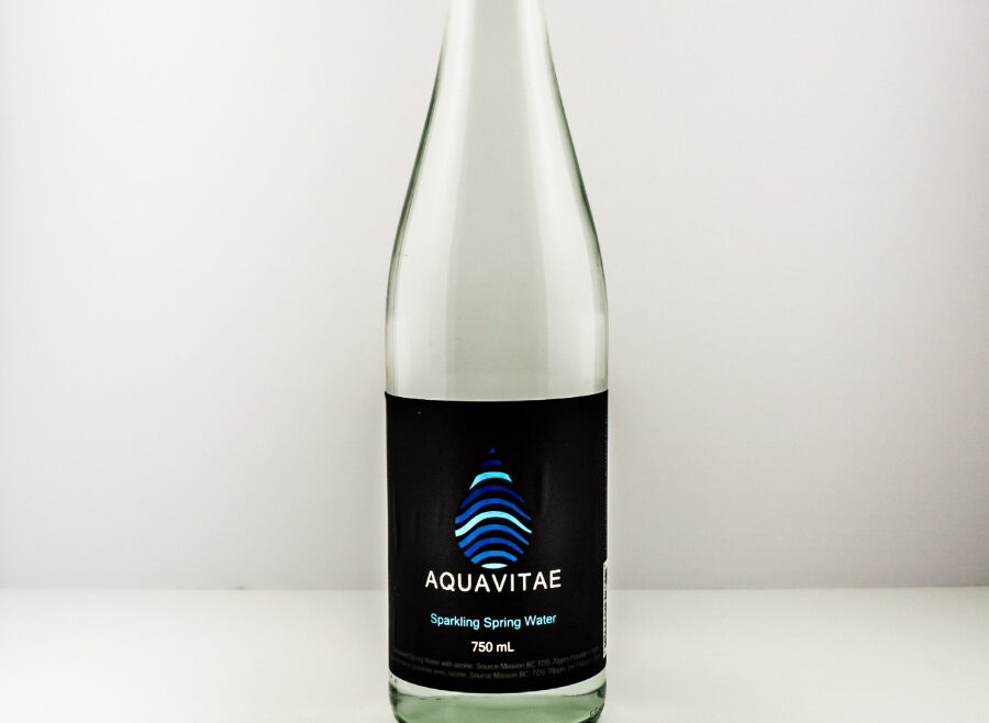 Glass Bottle with Black Cap, Sparkling Spring Water