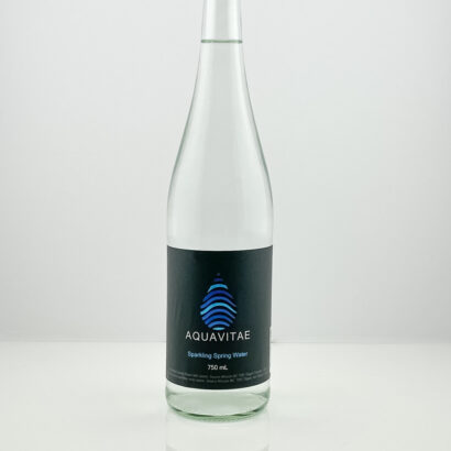 Glass Bottle with Black Cap, Sparkling Spring Water