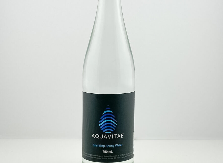 Glass Bottle with Black Cap, Sparkling Spring Water