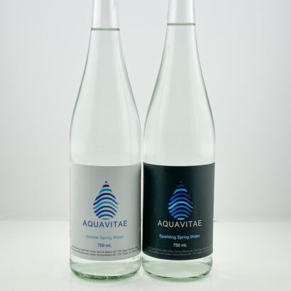 Glass Bottle with Black/White Cap, Sparkling Spring Water