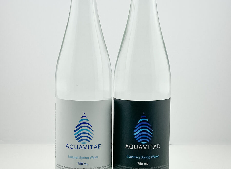 Glass Bottle with Black/White Cap, Sparkling Spring Water