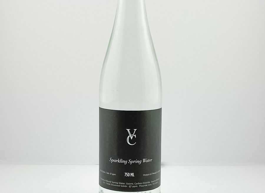 Glass Bottle with Black Cap, Sparkling Spring Water